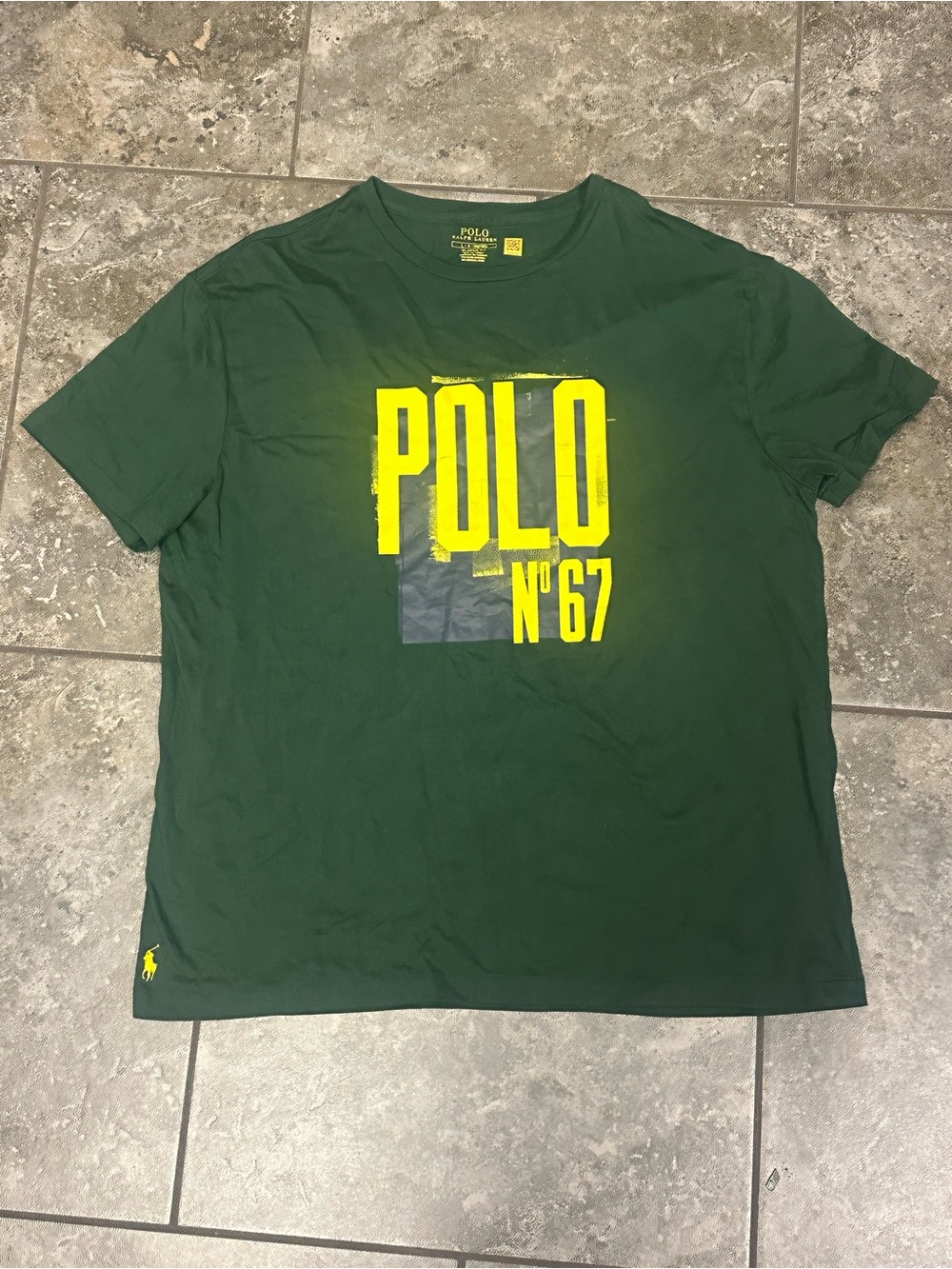 Polo by Ralph Lauren Dark Green Tee with Yellow POLO N°67 Graphic